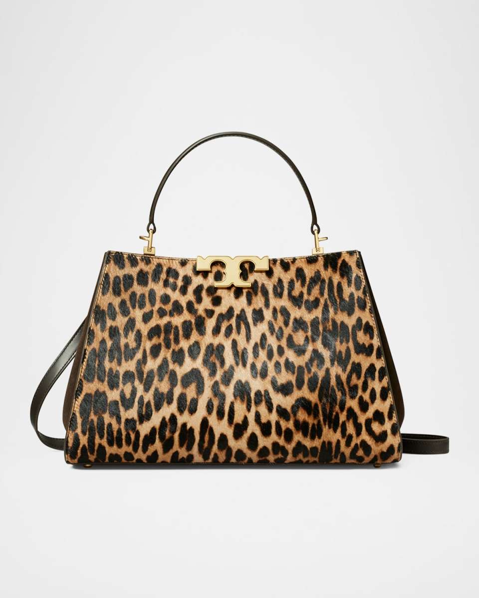 Eleanor Leopard Calf Hair Satchel Bag